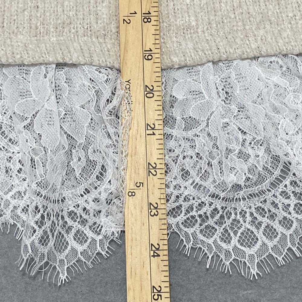 NWT Maeve Women's Medium Anthropologie Beige Knit Lace Hem Short Sleeve Top - Picture 5 of 9